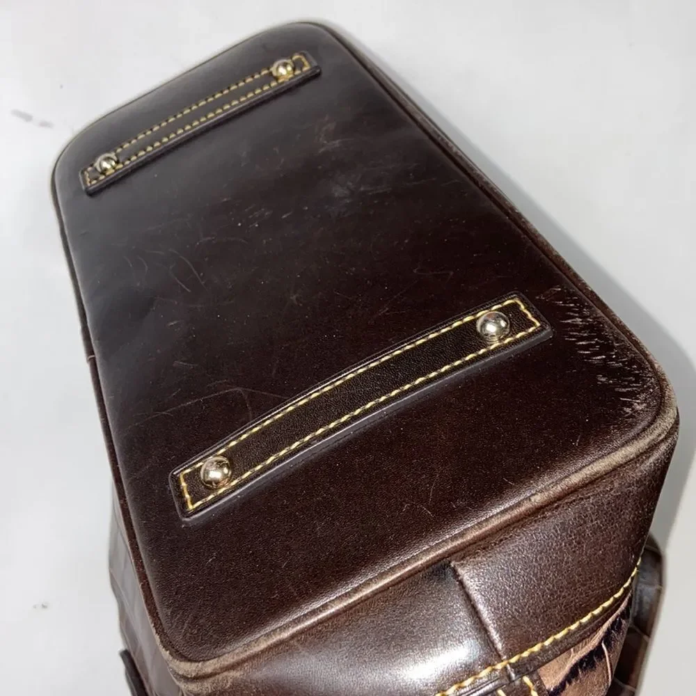 Dooney & Bourke Brown Florentine Croc Embossed Leather  Logo Lock Shoulder Bag